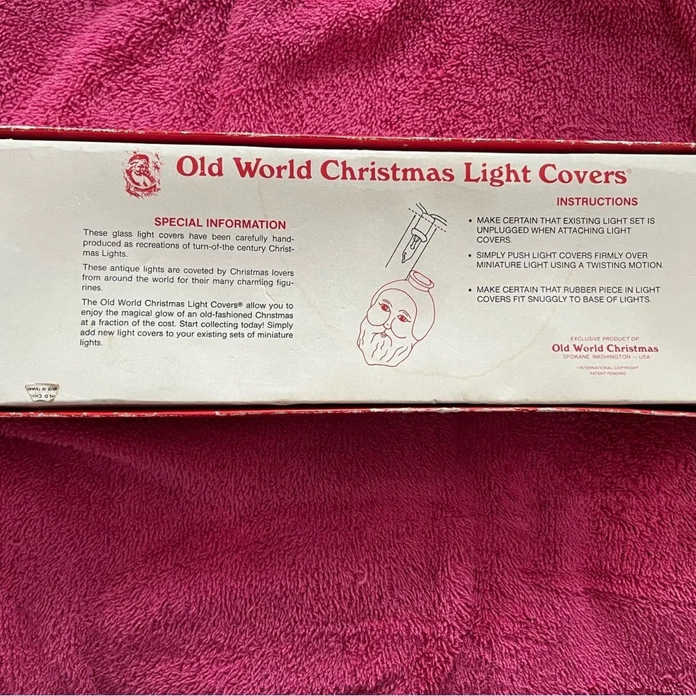 Old World Christmas Glass Light Covers Vintage Teddy Bears Set